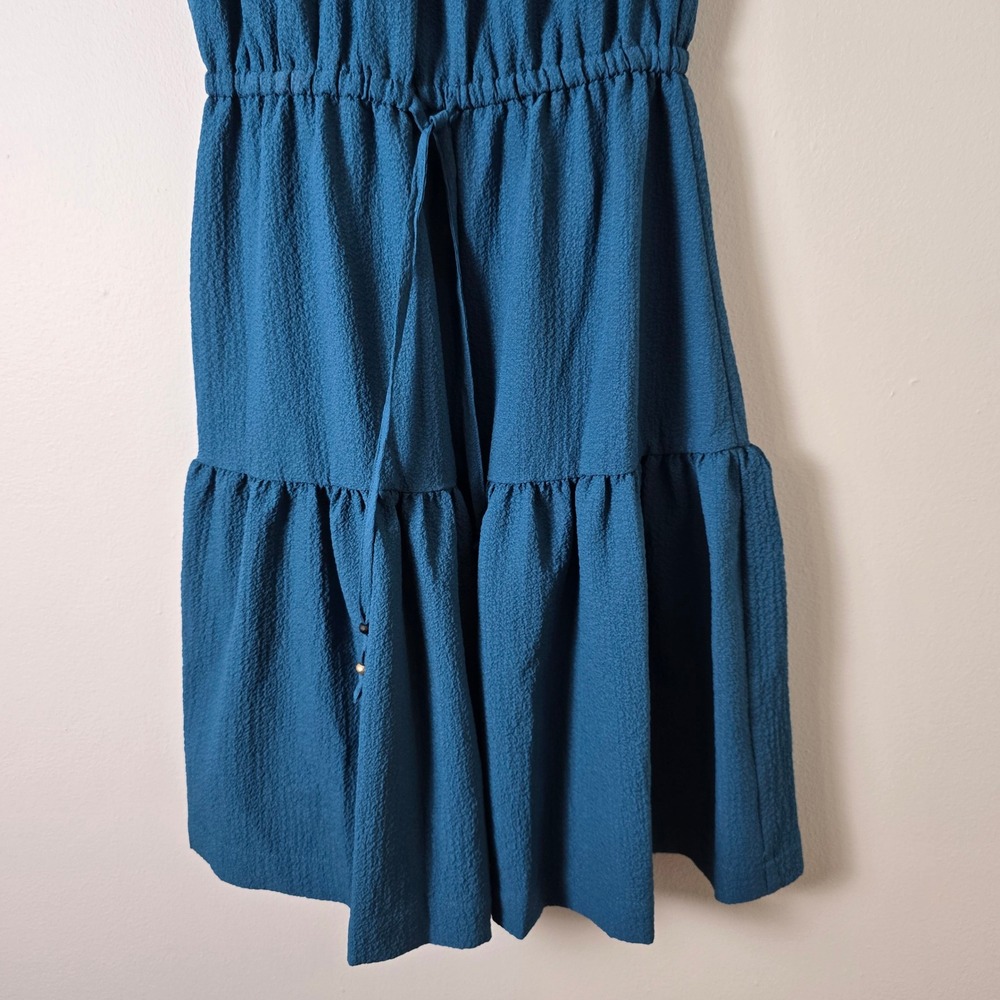 Calvin Klein Dress Womens 2 Teal Blue Sleeveless Tiered Ruffle - Picture 3 of 9